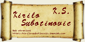 Kirilo Subotinović vizit kartica